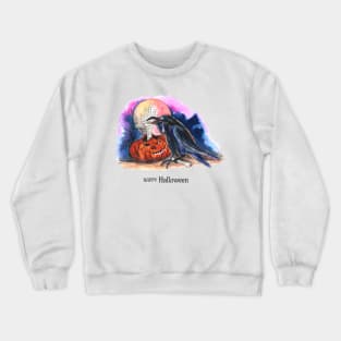 Happy Halloween Raven Pumpkin Crewneck Sweatshirt